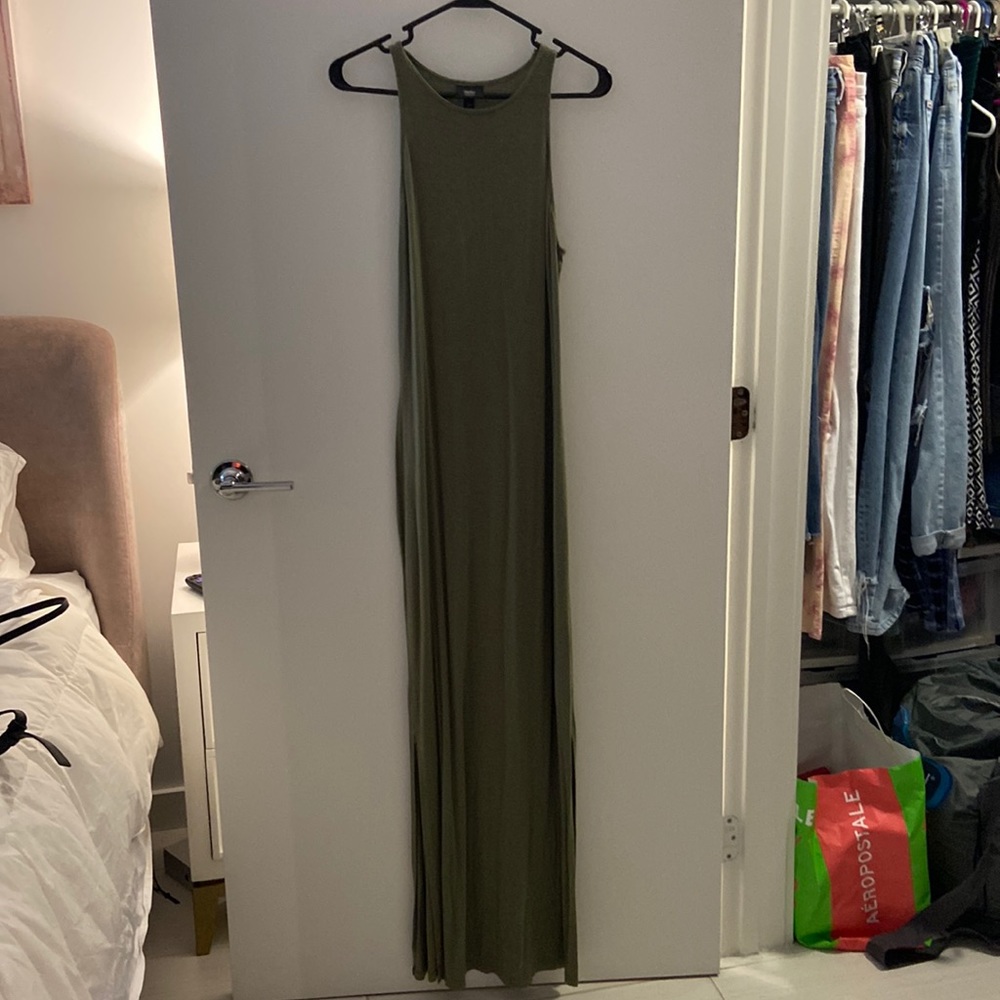Olive green maxi dress with side slits